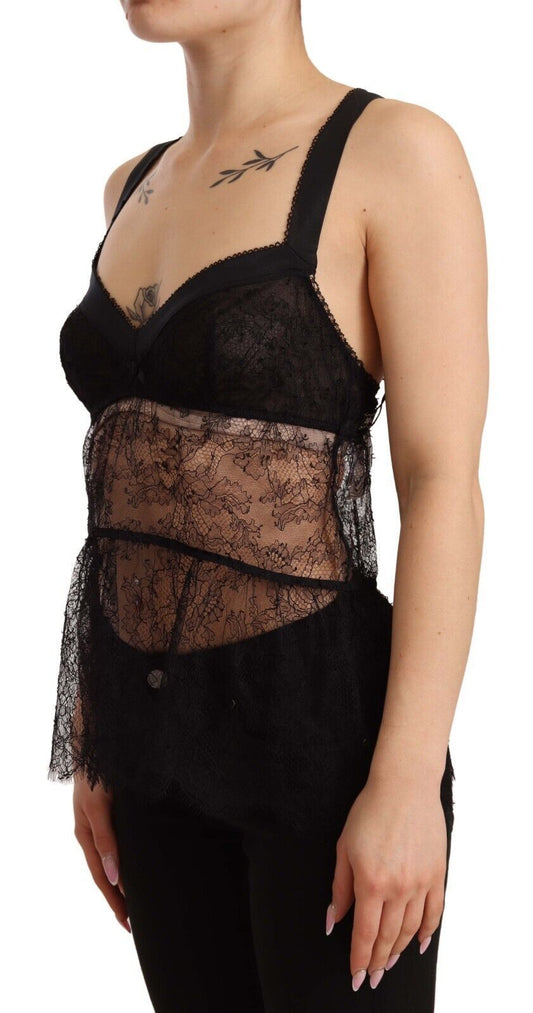 Dolce &amp; Gabbana Elegant Black Silk Lingerie Shirt