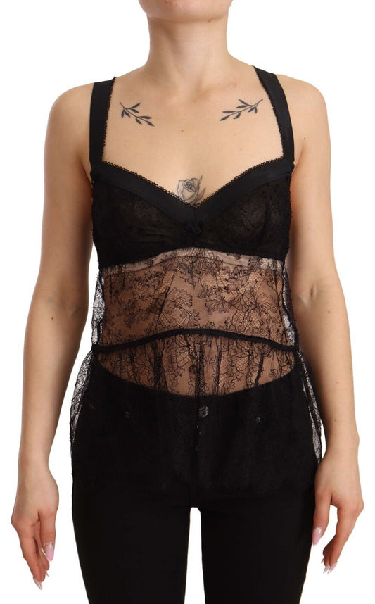 Dolce &amp; Gabbana Elegant Black Silk Lingerie Shirt