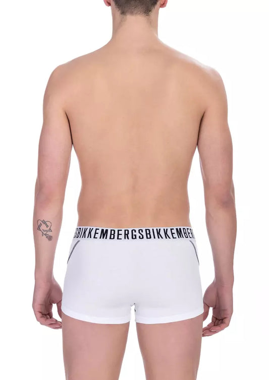 Bikkembergs White Cotton Men's Trunk Underwear Twin Pack