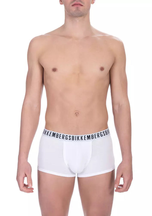 Bikkembergs White Cotton Men's Trunk Underwear-Pack