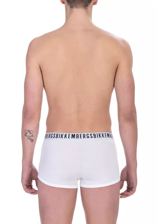 Bikkembergs White Cotton Men's Trunk Underwear-Pack