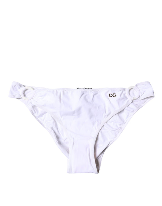 Dolce &amp; Gabbana White Nylon Beachwear Bikini Bottom Swimwear