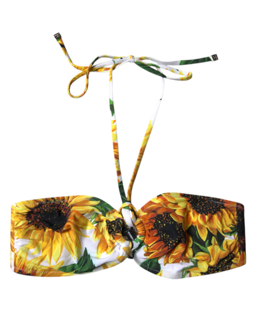 Dolce &amp; Gabbana Multicolor Floral Halter Beachwear Bikini Top Swimwear