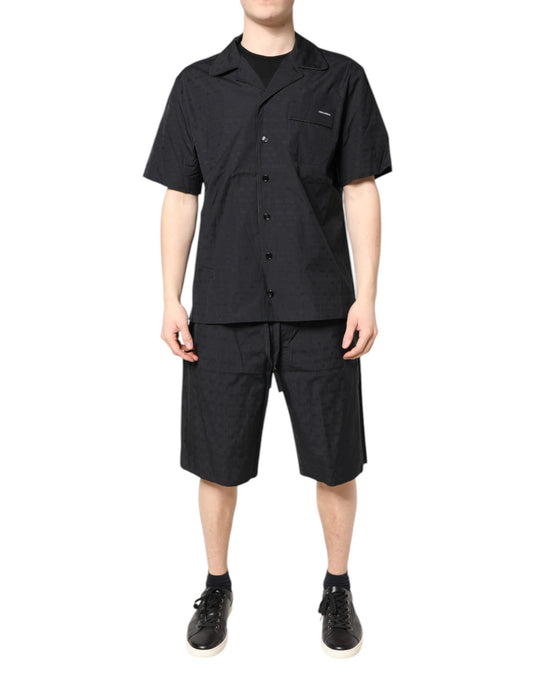 Dolce &amp; Gabbana Black Cotton Men Pajama Set Sleepwear
