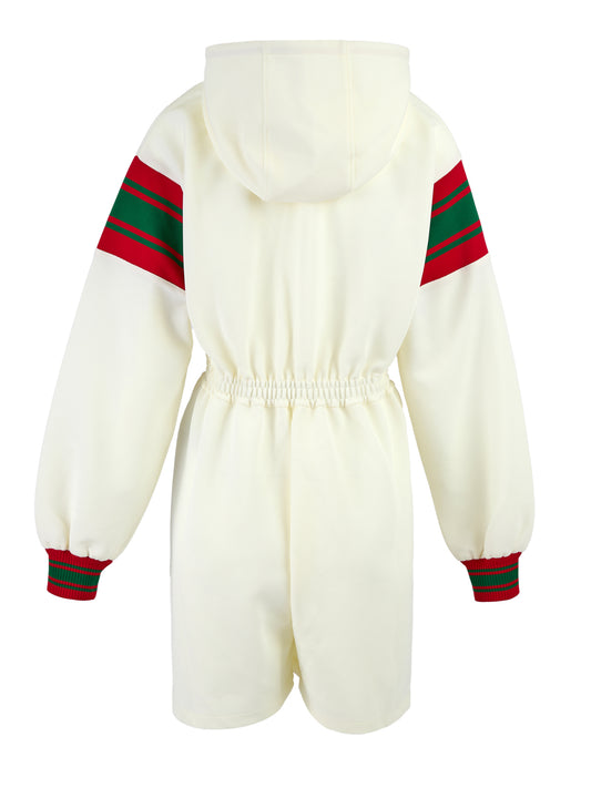 Gucci Cream Polyester Hooded Logo Sweatshirt
