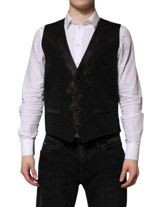 Dolce &amp; Gabbana Dark Brown Dress Formal Men Waistcoat Vest