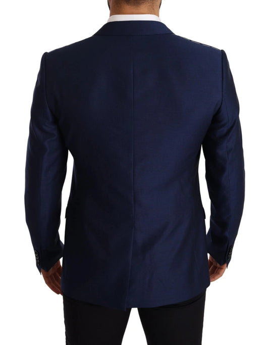 Dolce &amp; Gabbana Blue MARTINI Wool Slim Fit Coat Blazer