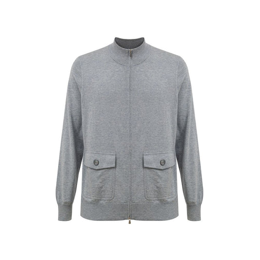 Gran Sasso Gray Cotton Cardigan - MELZAOR - 